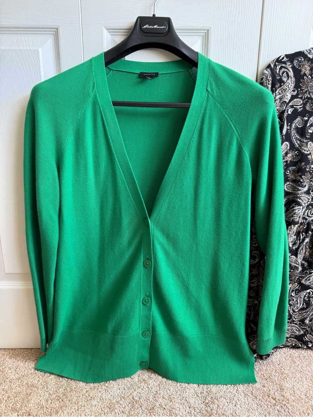 Talbots Emerald Green V-Neck Button Cardigan